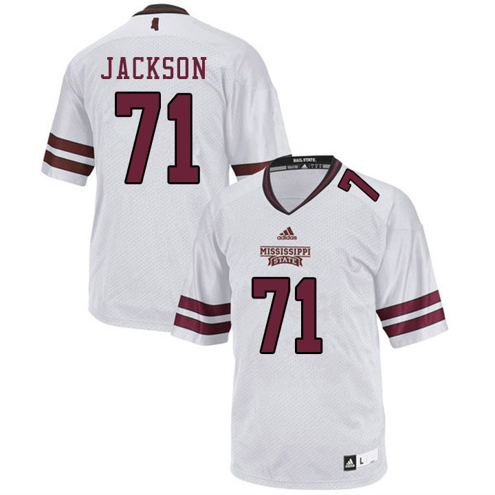 Men #71 James Jackson Mississippi State Bulldogs College Football Jerseys Sale-White